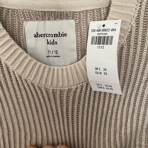 ABERCROMBIE KIDS- ribbed knit crew neck size 11/12- NWT - Picture 3 of 3